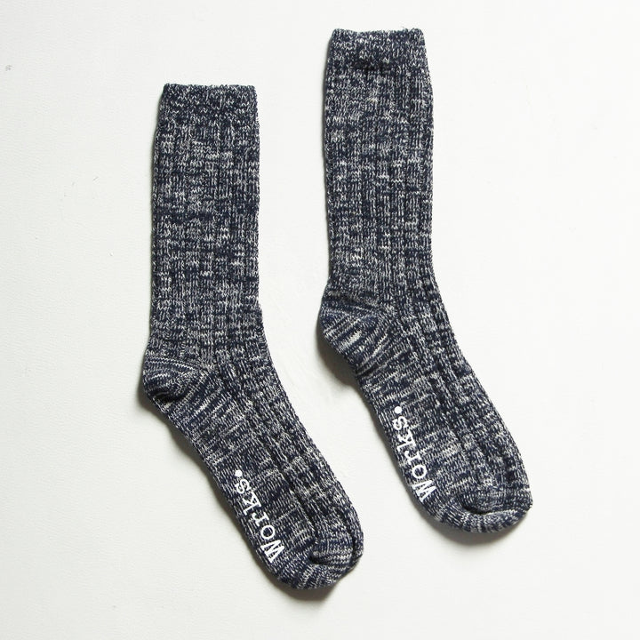 Slub Socks in Navy