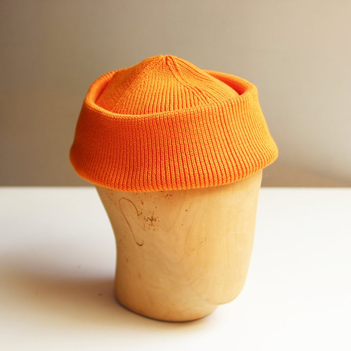 Watch Cap in Orange Cotton Rib