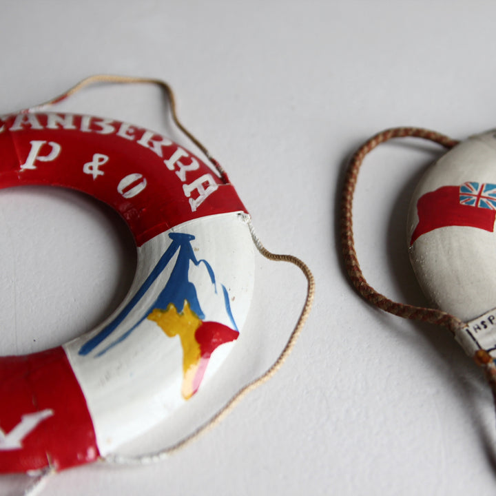 P&O Miniatur-Rettungsringe – Maritimes Set, 1950er–1970er Jahre