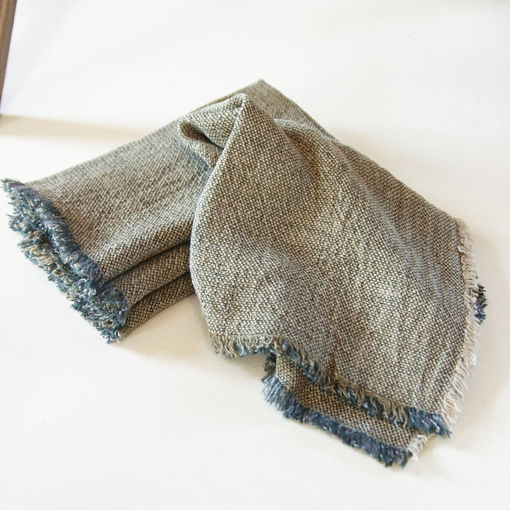 Leinen Serviette Bleu Vert