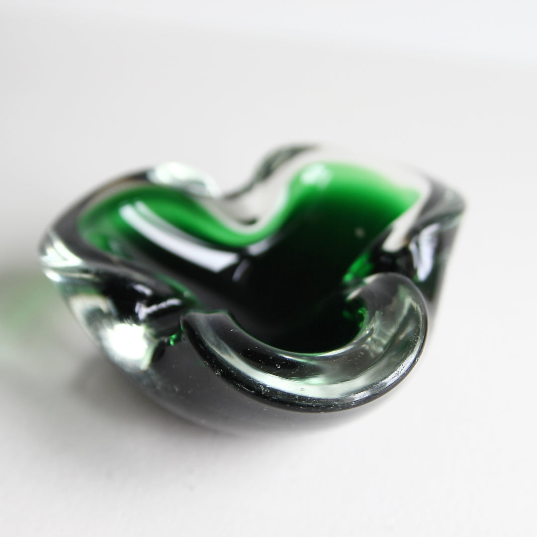 Murano Glas-Aschenbecher – Grünes Sommerso-Glas, 1960er/70er Jahre