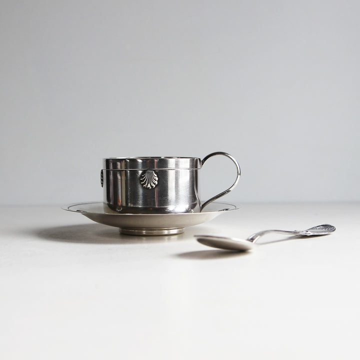 J. Galand Mokkatasse mit Untertasse und Löffel – Belgien, 1930er Jahre
