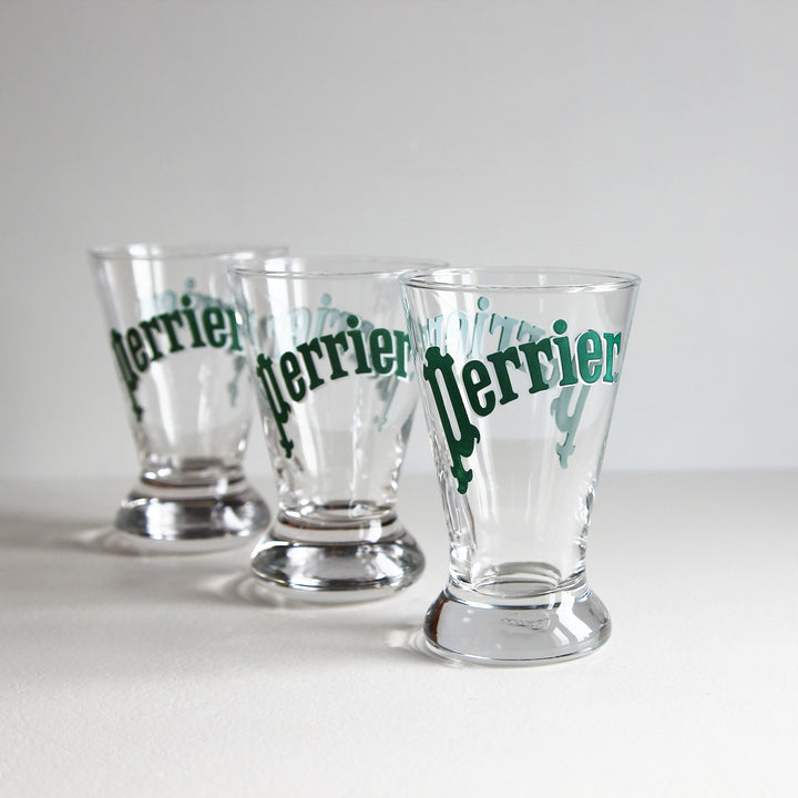 Perrier bistro glasses – set of 3, France, 1980s