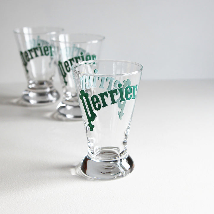 Perrier bistro glasses – set of 3, France, 1980s