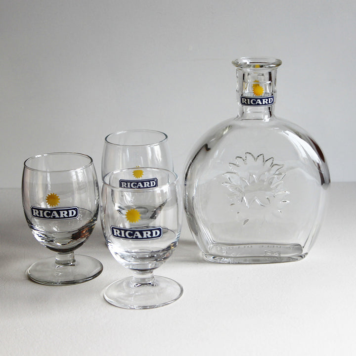 Carafe à pastis Ricard avec 3 verres – Ensemble vintage de France