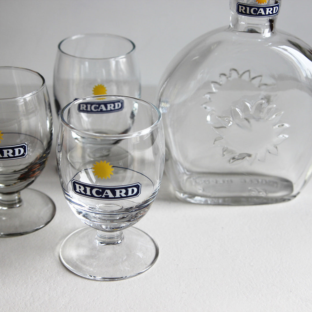 Carafe à pastis Ricard avec 3 verres – Ensemble vintage de France