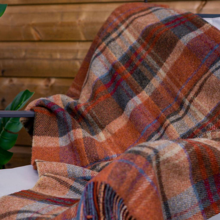 Large Irish Blanket - Brown Orange
