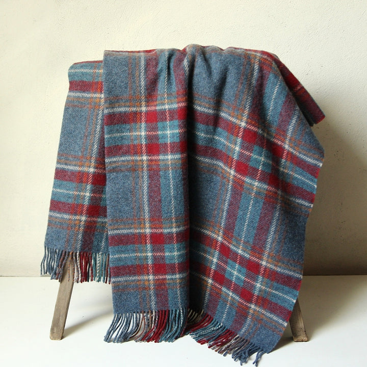 Large Irish Blanket - Denim Blue Rust