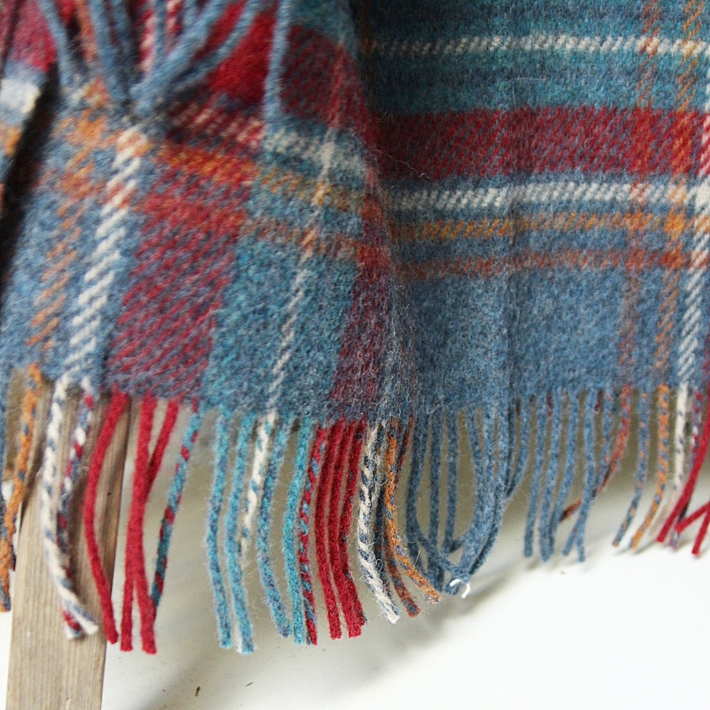 Large Irish Blanket - Denim Blue Rust