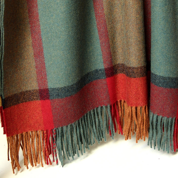 Large Irish Blanket - Petrol Grey Orange