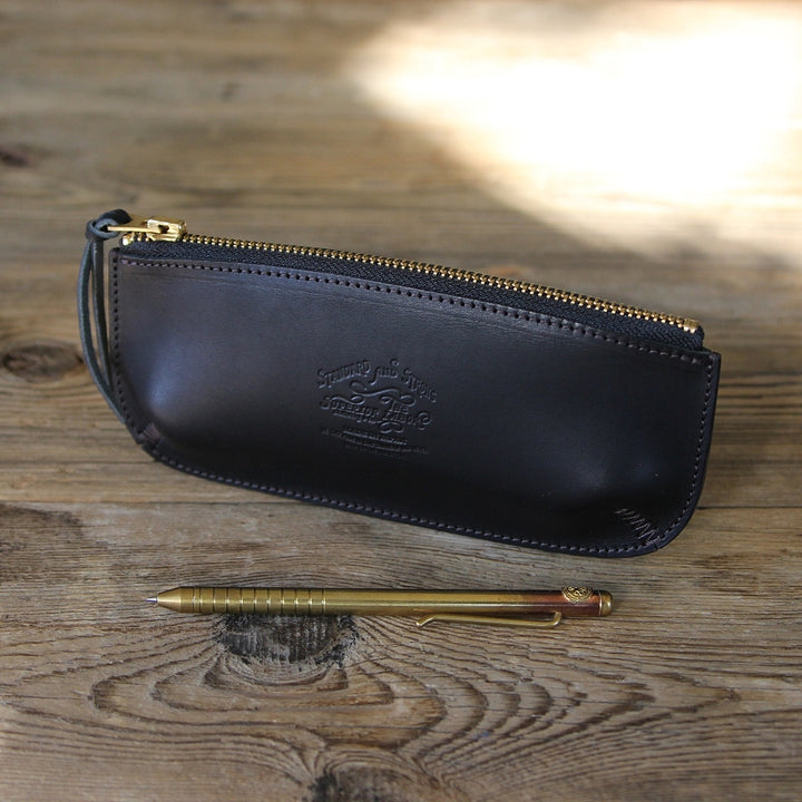 SALE - Leather Pen Case - black