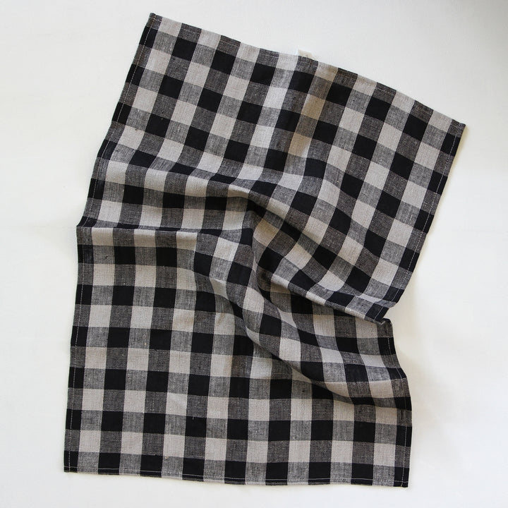 Linen Tea Towel - natural/black check