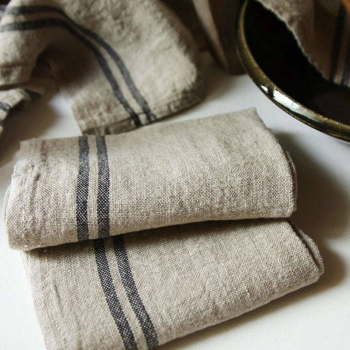 Linen Tea Towel Country - used noir