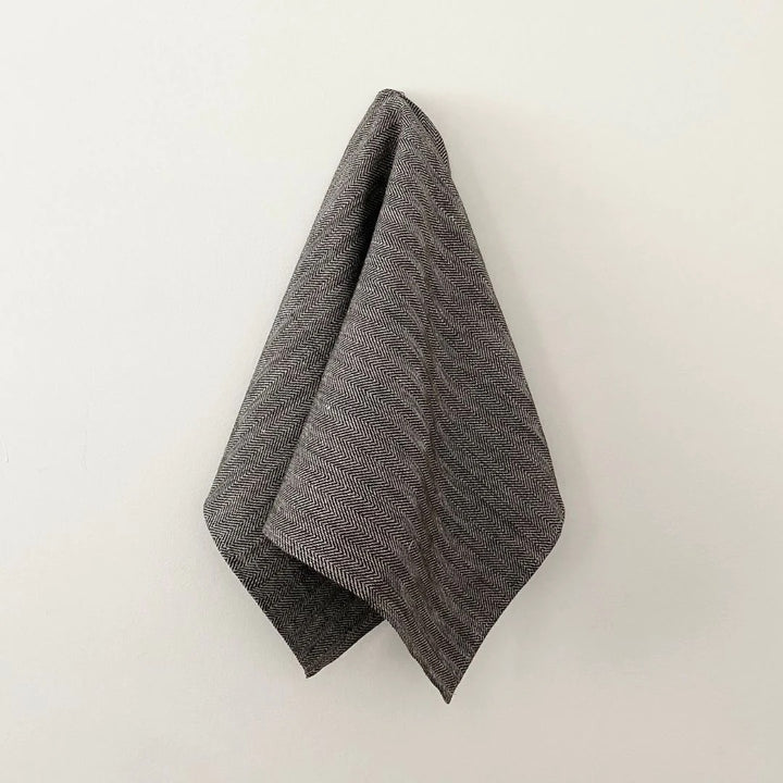 Linen Tea Towel - thick herringbone