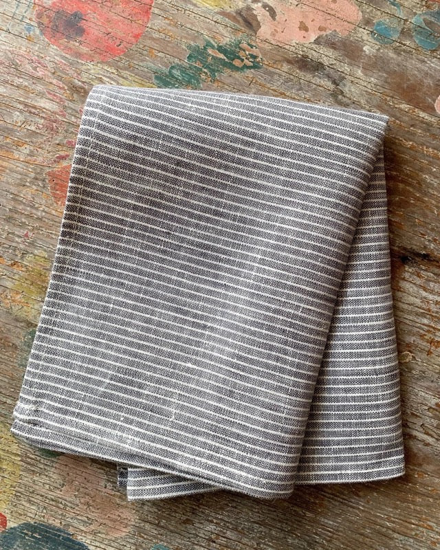 Linen Tea Towel grey stripes
