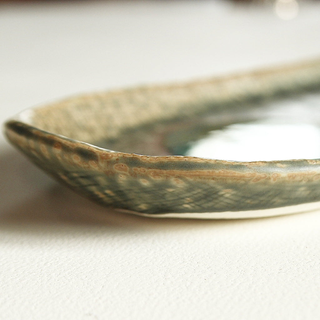 Long Ceramic Plate – Turquoise Circles