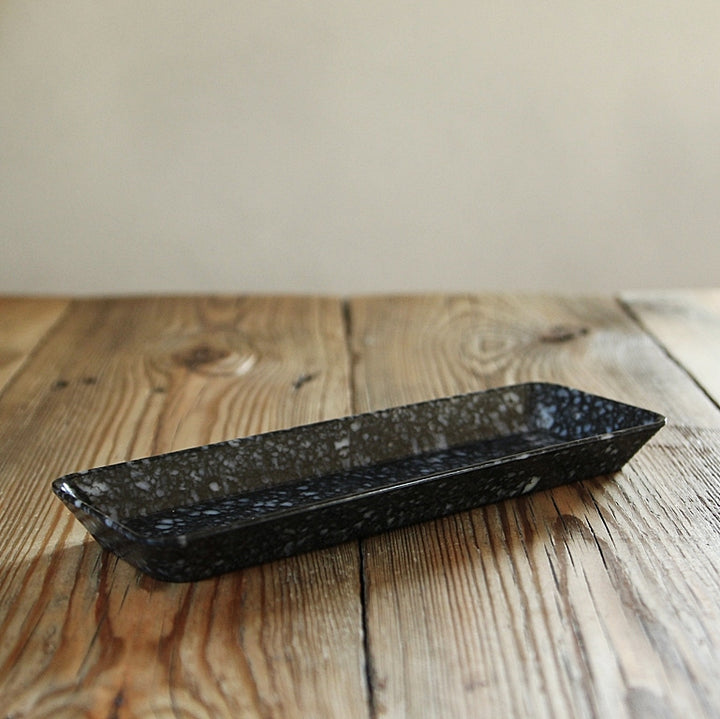 Marbled Melamine Pen Tray - Black