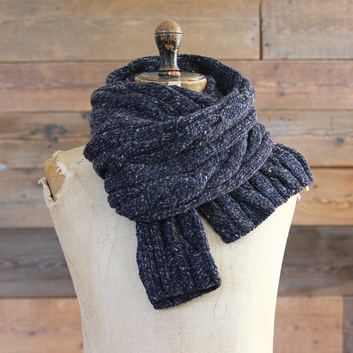 Merino Wool Ribbed Scarf - Navy Slate