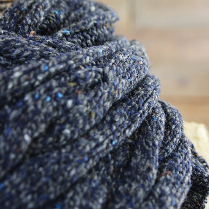 Merino Wool Ribbed Scarf - Navy Slate