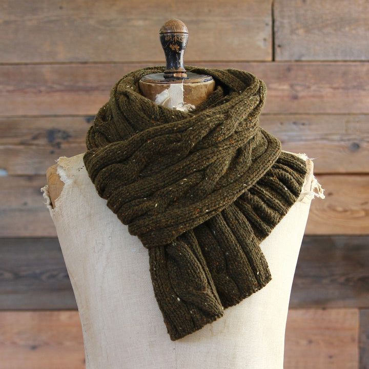 Merino Wool Ribbed Scarf - Olive