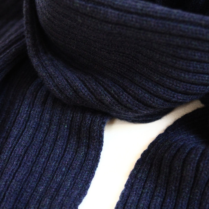 Ribbed Lambswool Scarf - Navy
