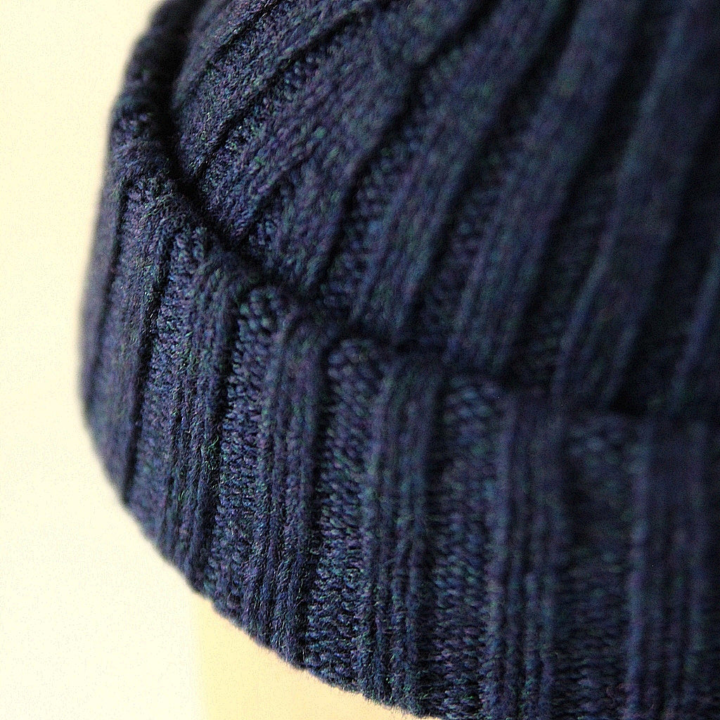 Ribbed Lambswool Hat - Navy