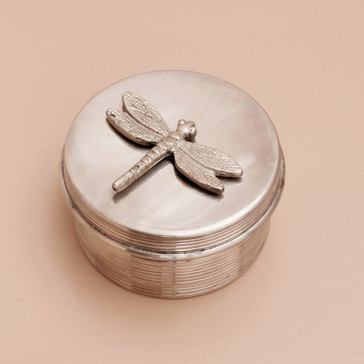 Round Box Silver Dragonfly