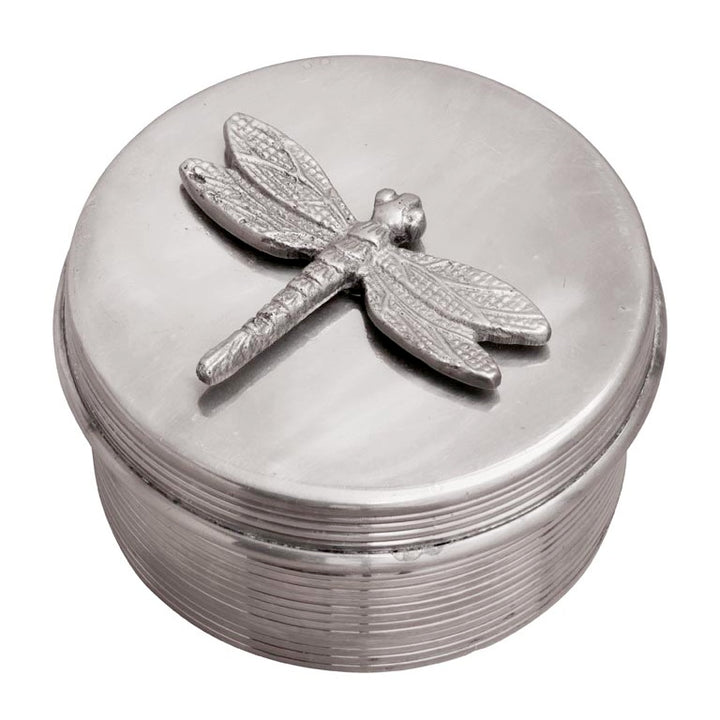 Round Box Silver Dragonfly