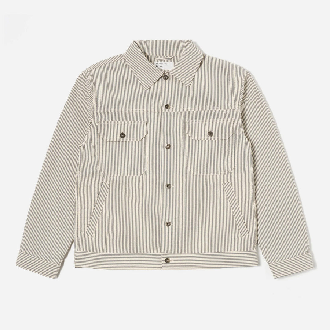 SALE - Trucker Jacket in Gray Derby Stripe