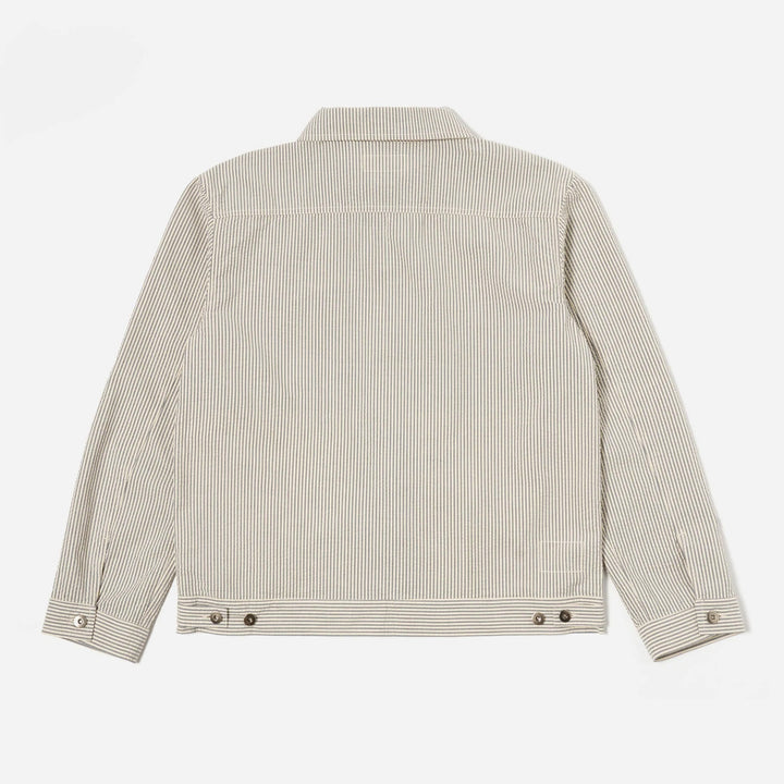 SALE - Trucker Jacket in Gray Derby Stripe
