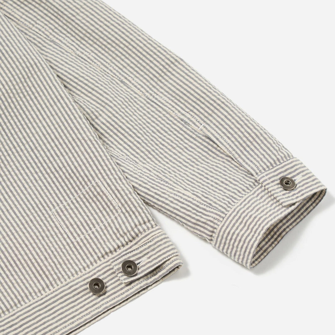 SALE - Trucker Jacket in Gray Derby Stripe