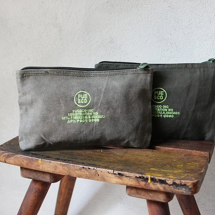 Vintage Tent Fabric Pouch - neon green
