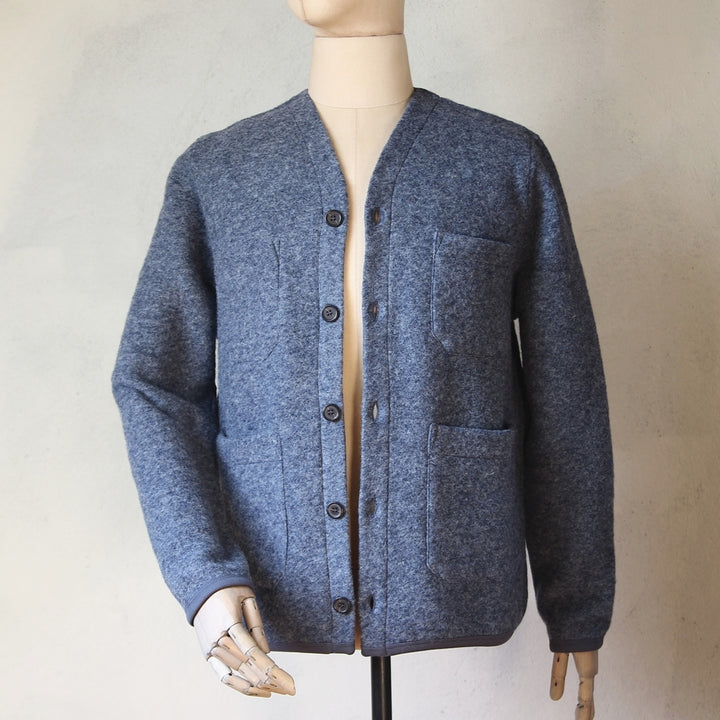 Wool Fleece Cardigan – Slate Blue