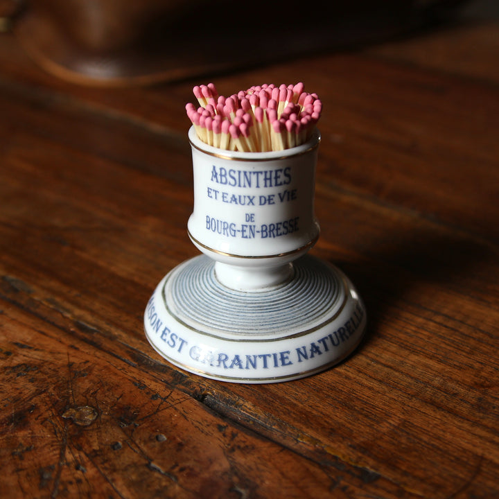 Alter französischer Absinth Pyrogène aus Bourg-en-Bresse mit gerillter Reibfläche, um 1900.