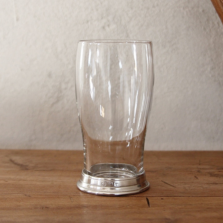 Leeres Bierglas Sirmione aus Kristallglas mit Zinn