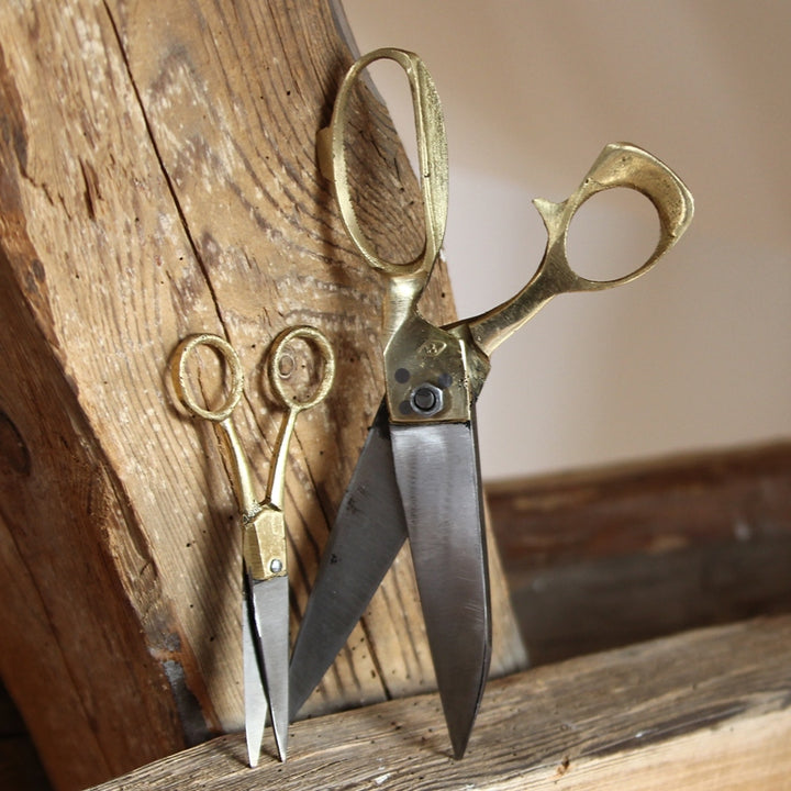 Brass household scissors detail