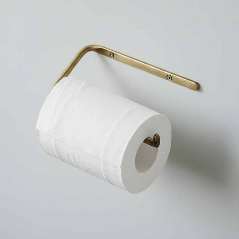 Wall mounted brass toilet paper holder