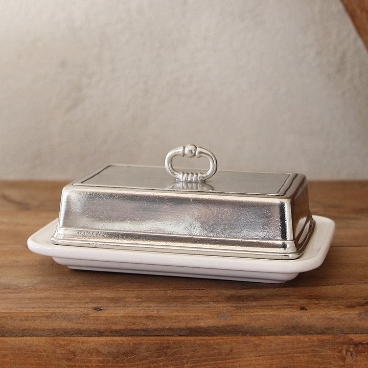 Butterdose Convivio aus Keramik mit Zinndeckel von Cosi Tabellini