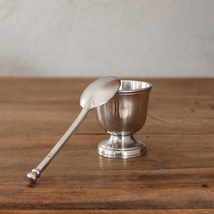 Eierbecher Orvieto aus Zinn mit Eierlöffel