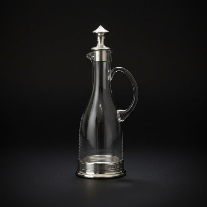 Essig und Öl Karaffe mit Henkel aus Glas und Zinn von Cosi Tabellini