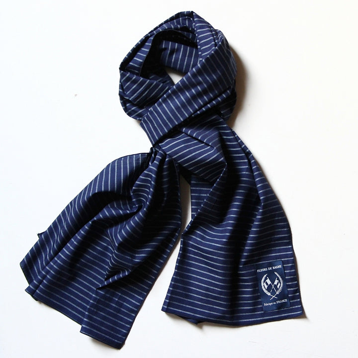Le Chèche – Rayures Indigo Foncé