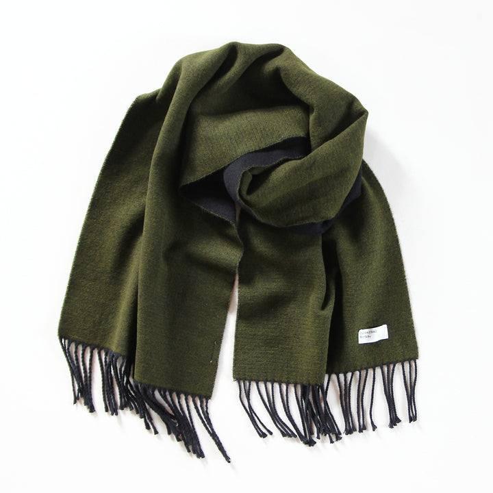 Green/Black Double Sided Scarf – beidseitig tragbarer Schal mit Fransen