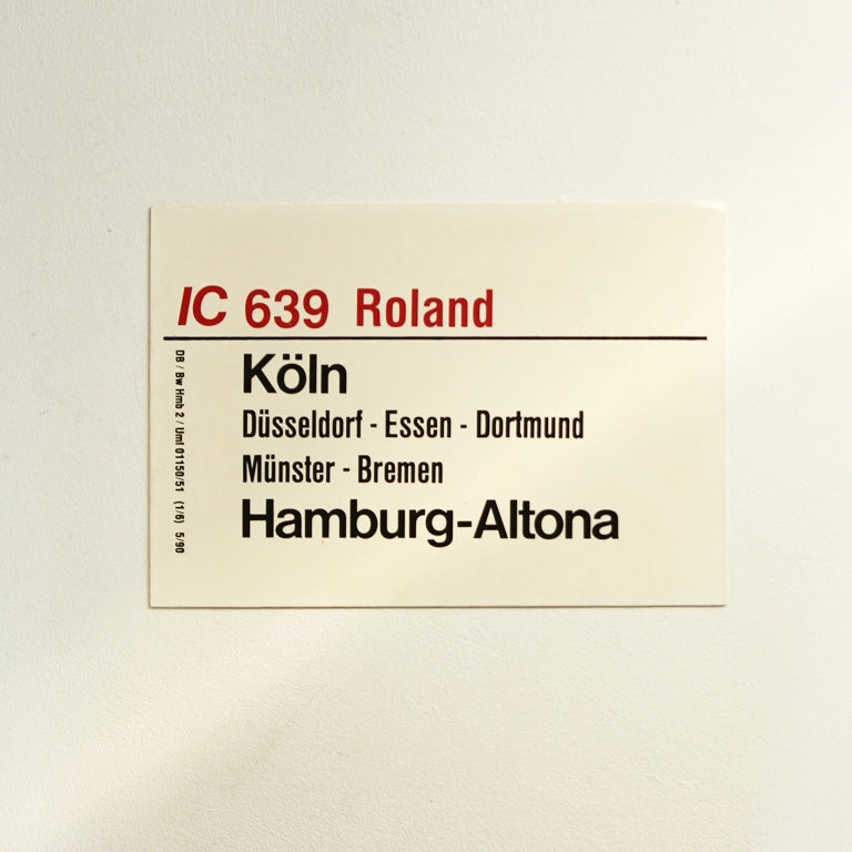 Original Zuglaufschild „IC 530 Hamburger Clipper“