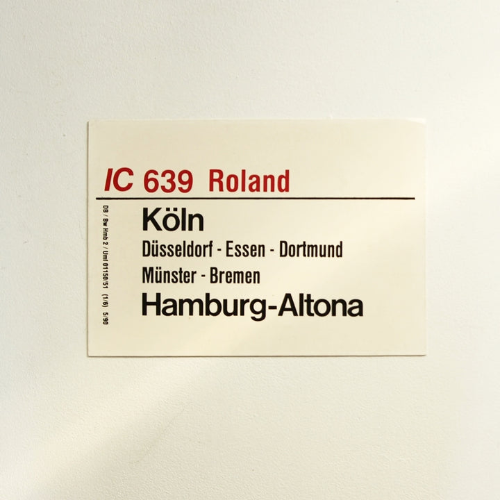 Original Zuglaufschild „IC 530 Hamburger Clipper“