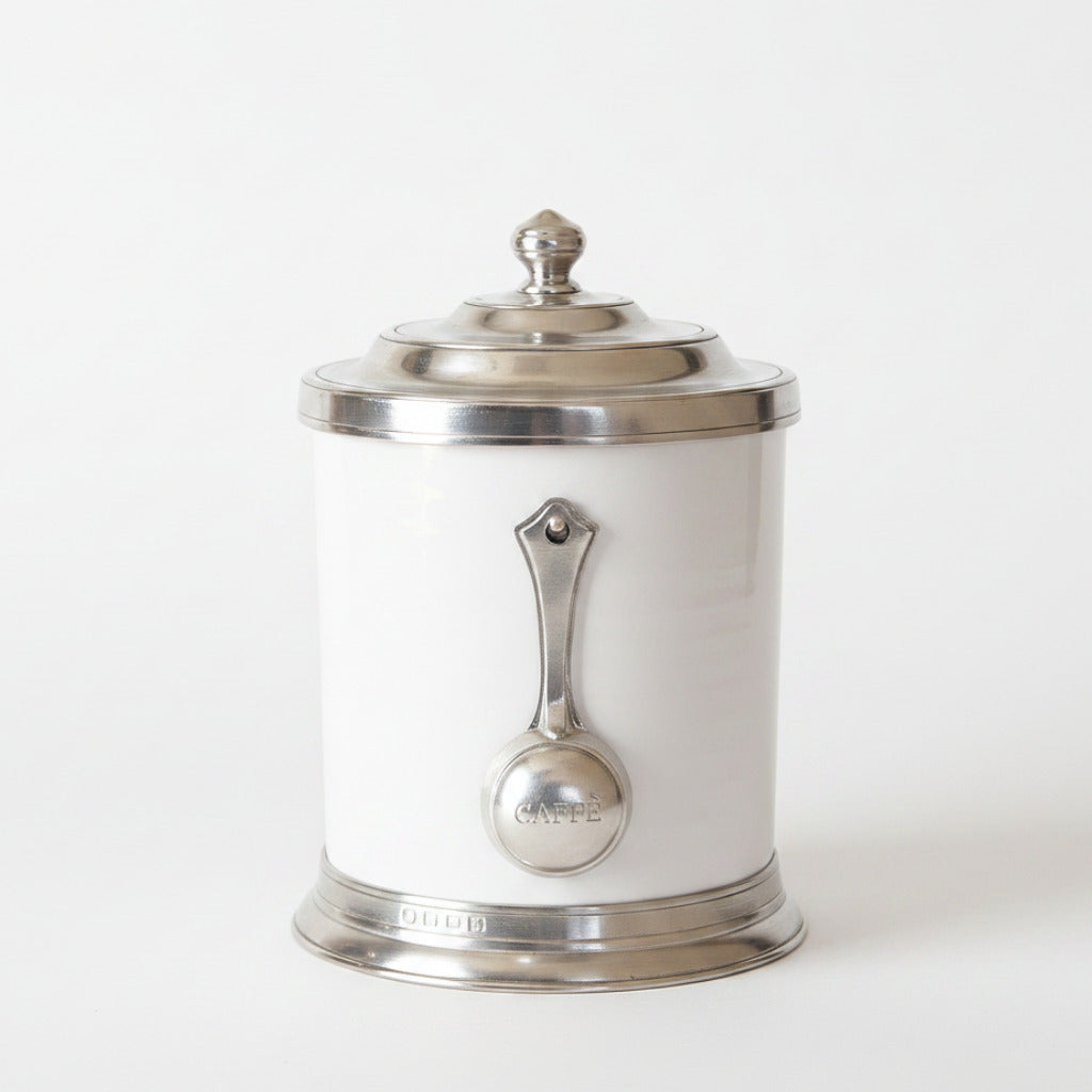Kaffeedose Keramik mit Zinndeckel & Zinnrand