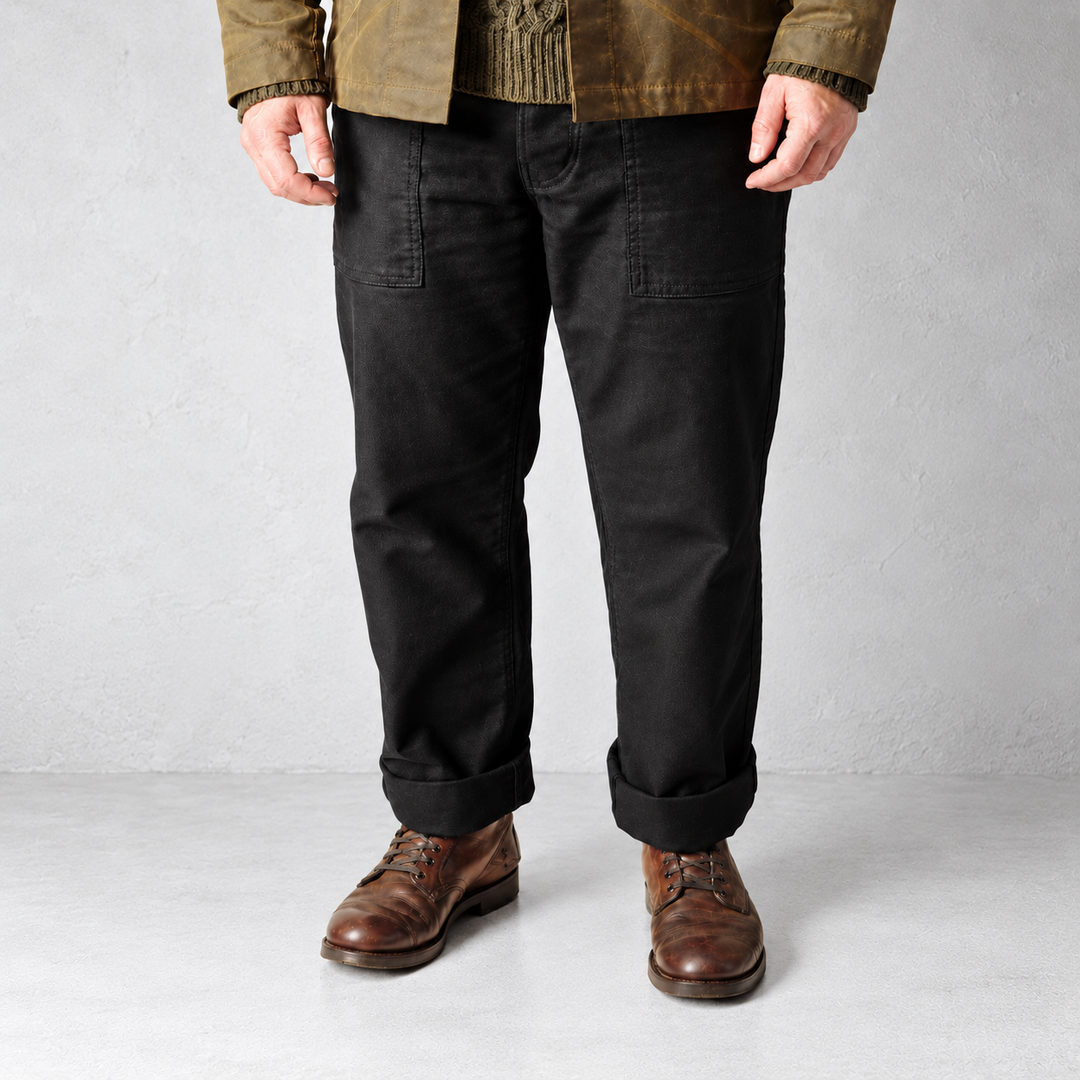 Fleurs de Bagne Le Pantalon Penitencier aus schwarzem Moleskin