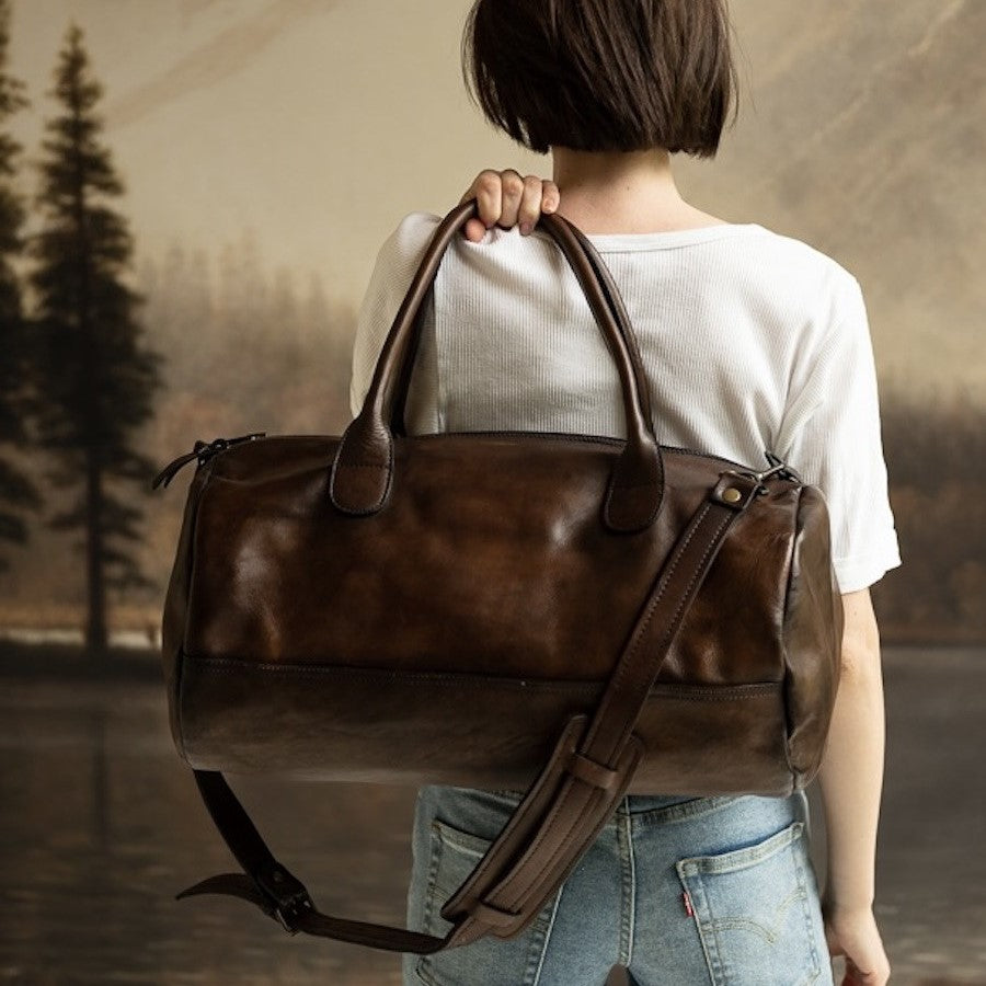 Sac de sport en cuir marron