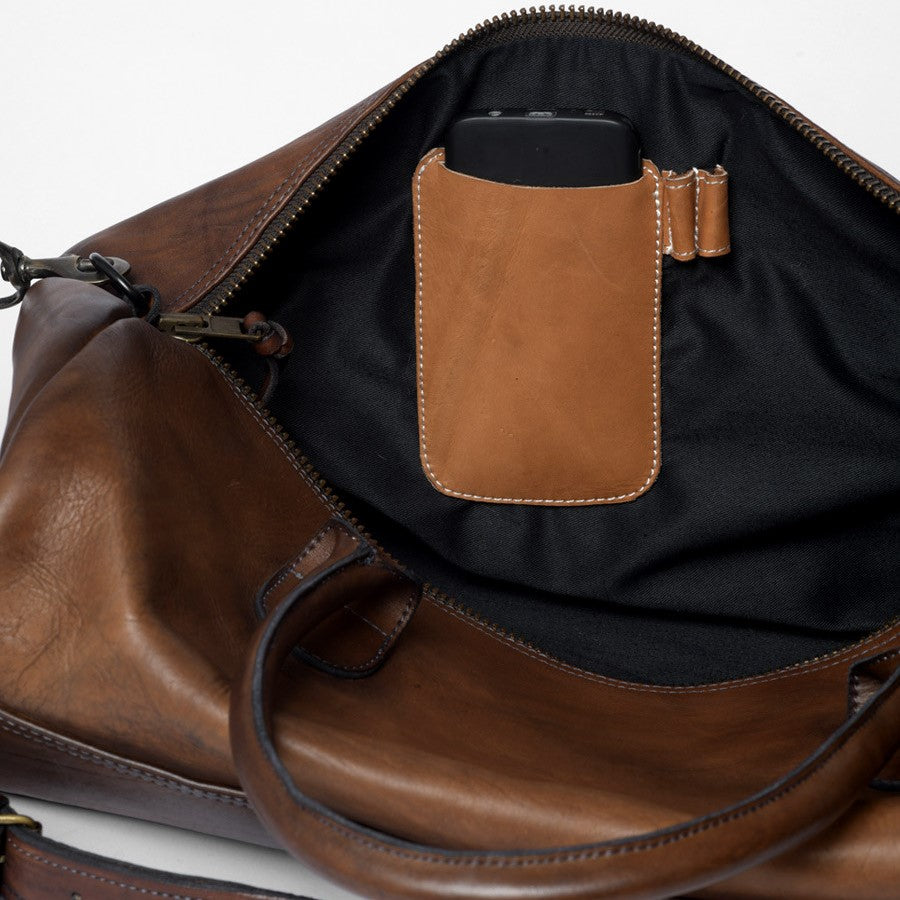 Sac de sport en cuir marron