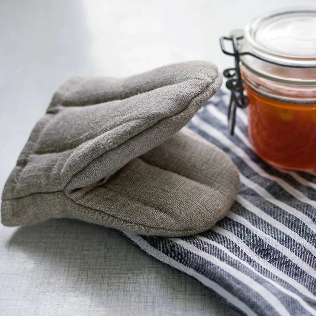 Linen Oven Mitten Gloves - Natural