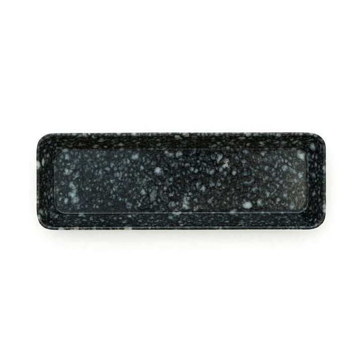Marbled Melamine Pen Tray - Black